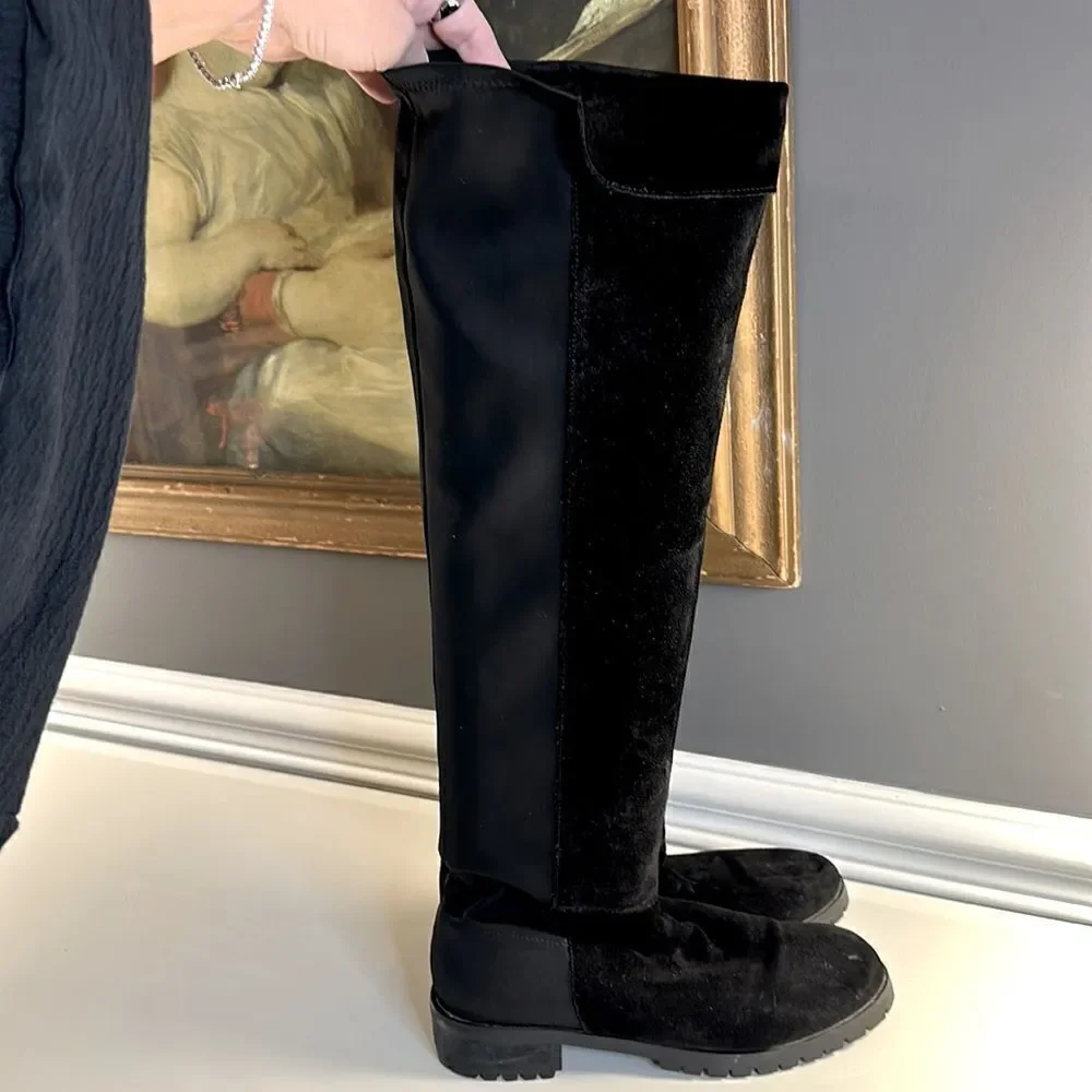Silence + Noise Over the Knee Suede Lug Sole Boots